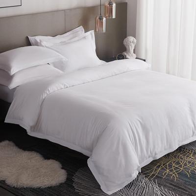 China Nondisposable 5 star brand linen logo nondisposable 5 star linen custom made 100% white cotton hotel bedding set winter hotel size quilt cover sheet set 4 pieces for sale