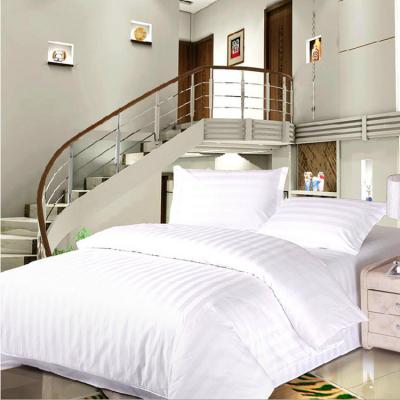 China Hotel Folded Luxury White Bedding Set 3cm Stripe Size Custom Cotton Duvet Cover Set for sale