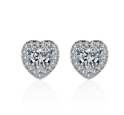 China FASHIONABLE Hot Sale Zircon Heart Shaped Stud Earrings Set With Imitation Diamonds for sale