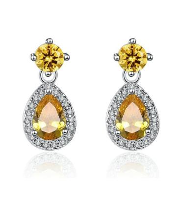 China FASHIONABLE Wholesale Big Stone Zircon Drop Water Silver Stud Earrings For Women Shape Earrings 2021 Earring Jewelry Gift for sale