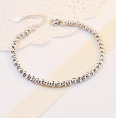 China Trendy Simple 925 Sterling Silver Round Beads Bracelet Trendy Simple Round Ball Chain Bracelet for sale