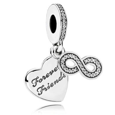 China NEW TRENDY SILVER TRUE FRIEND FOREVER DANGLE CHARM 791948CZ S925 for sale