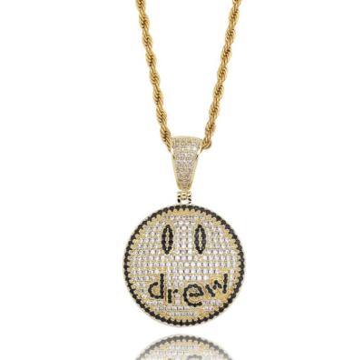 China New Drew Cubic Zirconia Iced Out Hip Hop Rounded Hip Hop Jewelry Pendant Necklaces For Man Women Bling Gifts Hot for sale