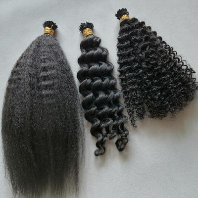 China Jerry Curl Kinky Straight Afro Curly Wavy I Tilt Indian Micro Raw Virgin Human Hair Extension Unprocessed Link Hair for sale