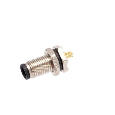 China Circular Type Power Sensor M5 Male 3 Pin Panel Front Mount Solder Connector Waterproof IP67 For Automation Signal for sale