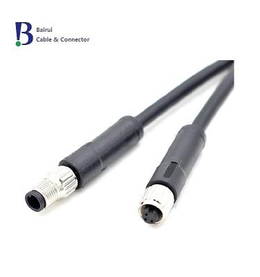 China Power Plant Binder M5 3 Sensor 4Pole Wired Male Straight Circular Connector Overmold PUR IP67 For Automtive Signals for sale