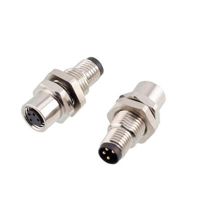 China Automotive M8 4Pole male to female adapter waterproof IP67 lead throgh for control cabinet for signals for sale