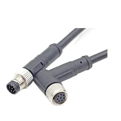 China Straight M8 Automotive Circular Sensor Connectors IP67 8Pole Male To Female Rectangle Overmolded Cable 1Meters For Automation Signals for sale