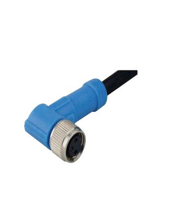 China Circular Power Sensor M8 3 Pin Female Right Angled Connector Cast PUR Cable IP67 Waterproof For Automotive Signals for sale