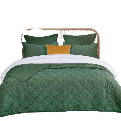 China Luxury Olive Green Velvet Home King Size Corduroy Bedspread Brand Bedding Sets for sale