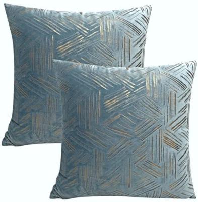 China Folded Velvet Cushion Covers Shimmering Gold Stripes Cushion Covers for sale