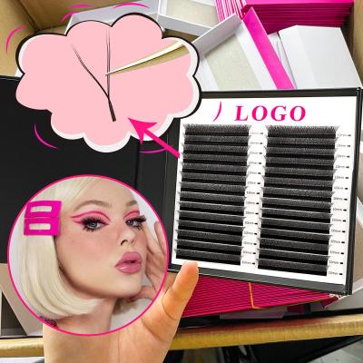 China Long Double Tip Natural Korean Top Pbt Fiber Eyelash Extensions 0.07 Y Lashes Since C curl mega volume pestanas yy shape lashes for sale