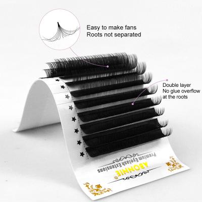 China 0.03 0.05 0.07 Volume Russian Natural Fast Fanning Eyelash Extension Wholesale Bulk Private Label Lashes Blooming Matte 0.03 Easy Fans for sale