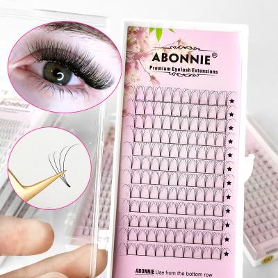 China Abonnie Natural Handmade Premade 0.05 15mm 0.10 Volume Eyelash Extension Premade Short Rod 6D Premade Fans for sale