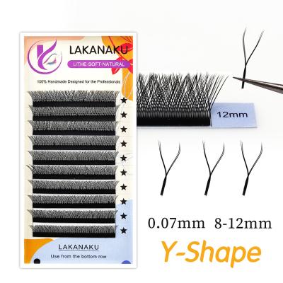 China Professional Premade Lashes Yy Shape Long Lashes Private Label Natural Y-shaped Eyelash Extensions Fans Individual Eyelash Extension for sale