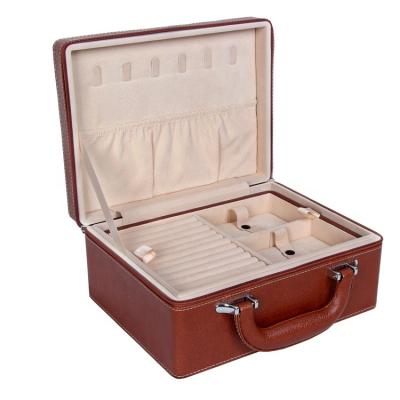 China Fashionable And Simple Wholesale Custom Logo Jewelry Box Packaging Leather Jewelry Moving Case Organize Jewelry Box for sale