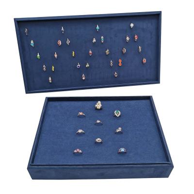 China Packaging High Quality Micro Jewelry Cloth Jewelry Display Tray For 30 Rings Show Foldable Tray for sale