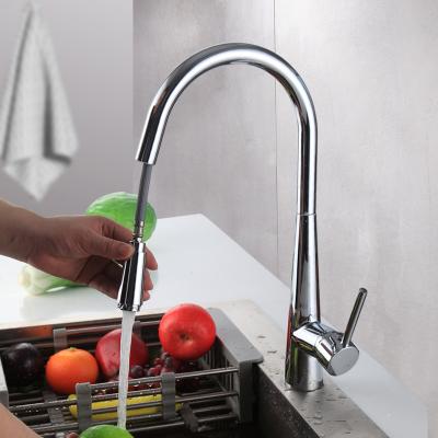 China Single Handle Water Pull Out Cold&hot Sense Faucets Single Hole Kitchen Mixer Tap Brass Faucet Kitchen for sale