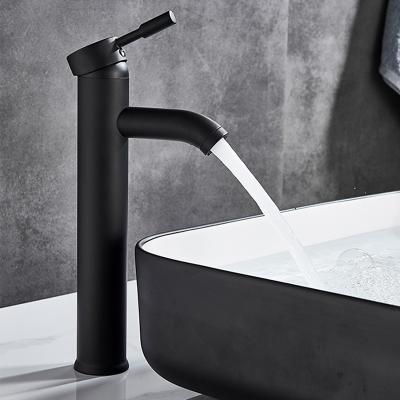 China Sense Faucets Black Hot Black Deck Mount Cold Water Basin Mixer Taps Sink Bathroom Faucet for sale