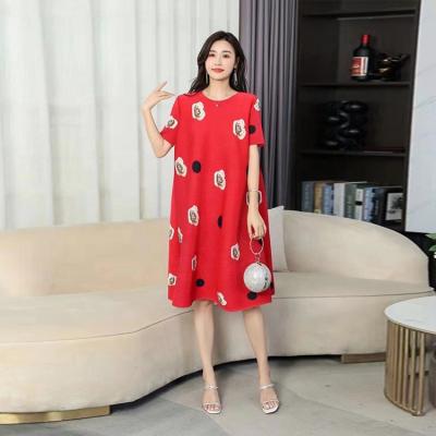 China Best selling fashion plus size loose plus size Issey Miyaki Casual Formal Dress soft model the pleated dresses with print for sale