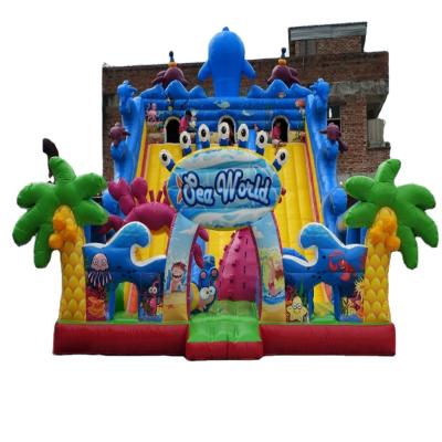 China PVC Tarpaulin Sea World Kids Play Fun Ground Inflatable City Bouncy Castle For Sale for sale