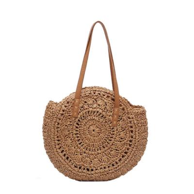 China Straw Beach Bag Vintage Handmade Woven Casual Bags Round Shoulder Bag Summer Vacation Fashion.tote for sale