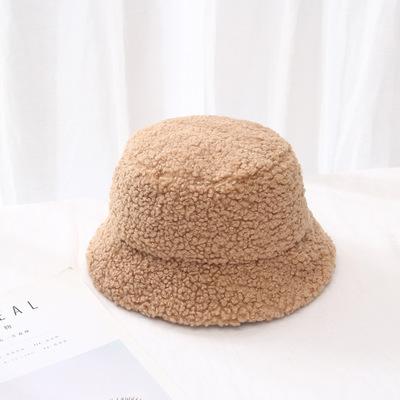 China Warm Plush Wool Bucket Hat White Fur Basin Hat Soft Winter Lamb Hat for sale