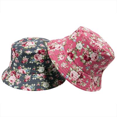 China New wholesale striped double-sided rose cheap bucket hat flower pot hat bucket hat for sale