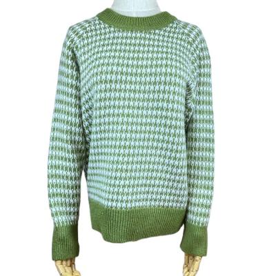 China QUICK DRY Green Swallow Hoop Crewneck Sweater Knit Cute Women's Sweater for sale