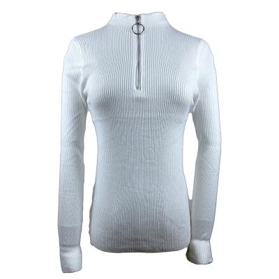 China Sexy V Neck Zipper Ribbed Henley Tops Sexy Clubwear Fitted Sweaters Women Knit Crop for sale