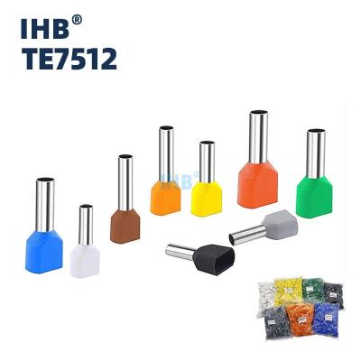 China High Quality Copper Tube Insulated Ferrules Terminal TE Series Insulated Twin Cord End Terminals TE7512 Twin Shoelace Ferrules TE7512 for sale