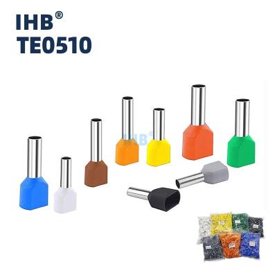 China High Quality Copper Tube Insulated Ferrules Terminal TE Series Insulated Twin Cord End Terminals TE0510 Twin Shoelace Ferrules TE0510 for sale