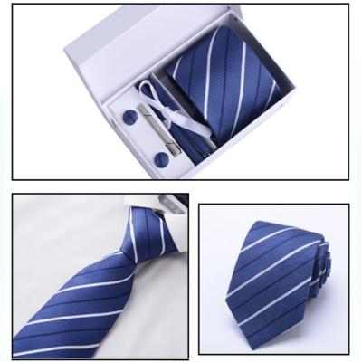 China Men's Fashion Accessories Made Blue Woven Tie 100% Silk Necktie for Custom Made Gift Neckties for sale