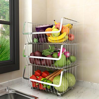 China Amazon Best Sustainable Sale 2-Tier Fruit Basket Kitchen Organization Black Metal Iron Wire Fruit Vegetable Storage Baskets For Kitchen for sale