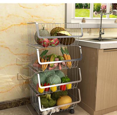 China Cheap Modern Black Wall Mounted 3 Tier Metal Fruit Basket Floor Rack Storage Basket Viable for sale