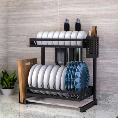 China Sustainable 2 Tier Kitchen Stainless Steel Dish Racks Metal Dish Drying Racks Table Storage Dish Rack for sale