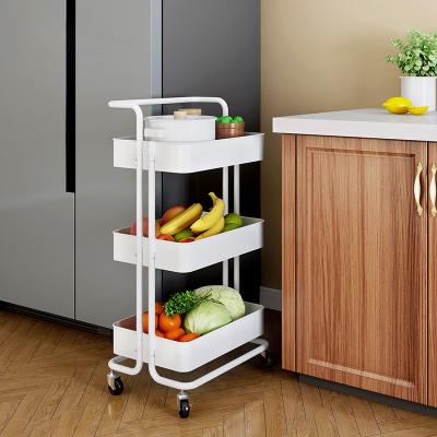 China Metal 3 Tier Metal Rolling Utility Storage Carts Small Organization Cart with Wheels for Outdoor Office Indoor Home Kitchen for sale