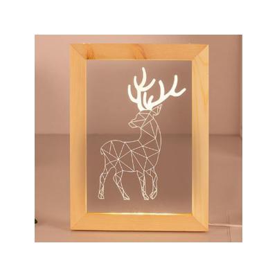 China Creative Creative Solid Wood 3D Picture Frame Night Light Table Lamp Birthday LED Night Light Bedside Gift Table Lamp Atmosphere Lamp for sale