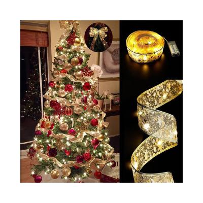 China Atmosphere Lamp Christmas LED Ribbon Lights String Christmas Decorations Christmas Tree Decorations Pendant Features Double Bronzed Ribbon for sale