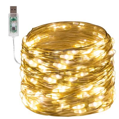 China Low voltage 10m USB copper wire decorative light border supply remote control lamp string 8 function 12M 20M 22M for sale