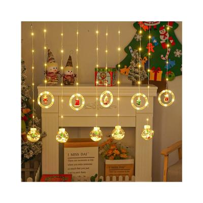 China PVC+LED Ring and Wish Ball Curtain Lights Santa Claus Snowman String Ball Lights Decorative Flashing Light for sale