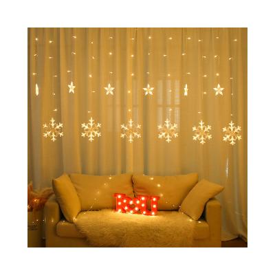 China Christmas Holiday Flashing Arrangement Bedroom Decoration Room Balcony Lights Curtain Snow Star and Snow Star for sale