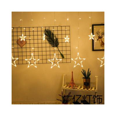 China 6 Big Stars Star Lights All Over The Sky String Curtain Lights Battery Remote Control Pentagram Wedding Christmas Decorative Lights for sale