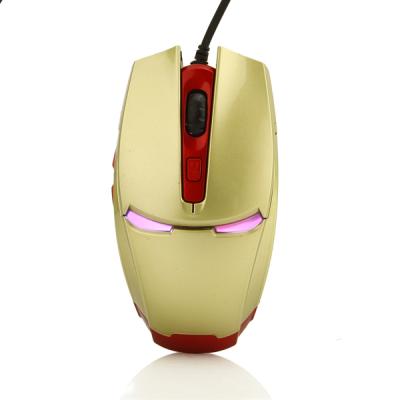 China Glowing Iron Man 6D Wired PC Gaming Optical Mouse 2400DPI for sale