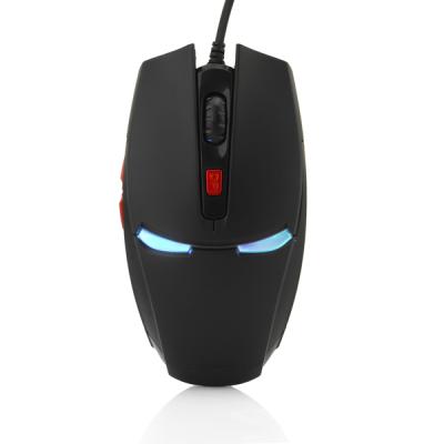 China Iron Man Shape Stored Status 6 Button USB Wired Optical Gaming Mouse for sale