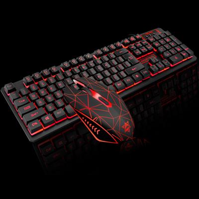 China Ergonomic Gaming Wired Keyboard And Gaming USB LED Backlight Mouse Combo for sale