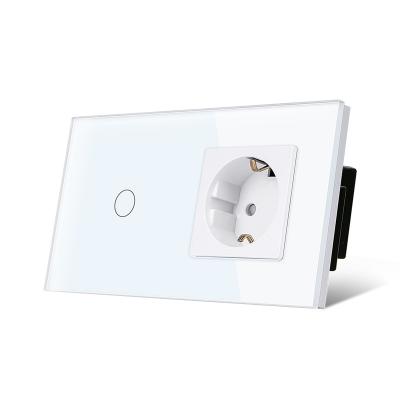 China EU UK TAWOIA Tuya Smart Wall 1Gang Size 86x157MM Indoor Smart Switch Fireproof Dual Frame Smart Light With Plug Set for sale