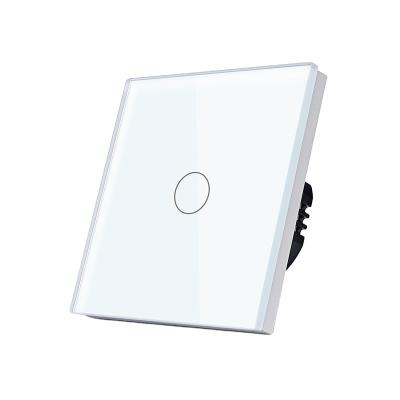 China TAWOIA 1 Strip Smart Touch Switch 1 Way No Required Tempered Glass Material TW-101L-WT Neutral Flame Retardant Plastic White Color 86mm*86mm for sale