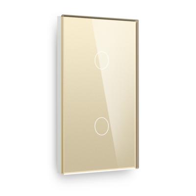 China TAWO Wi-Fi BLE Gold 2 Band 1 Way No Neutral Line Standard Type Smart Life Touch Wall Switch LED Australia USA Vertical Bracket 118mm*72mm for sale