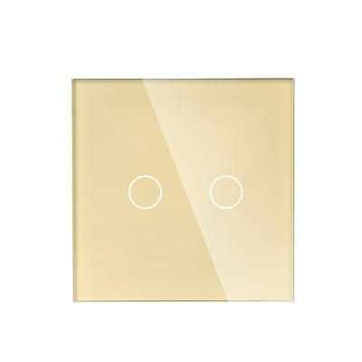 China Matched with contact sensor module. Factory Price TAWOIA Gold Color 2 Touch Glass Panel Frame Frame Luxury TAWOIA UK EU OEM 86mm Type Glass Luxury Strip Tempered Touch Switches for sale